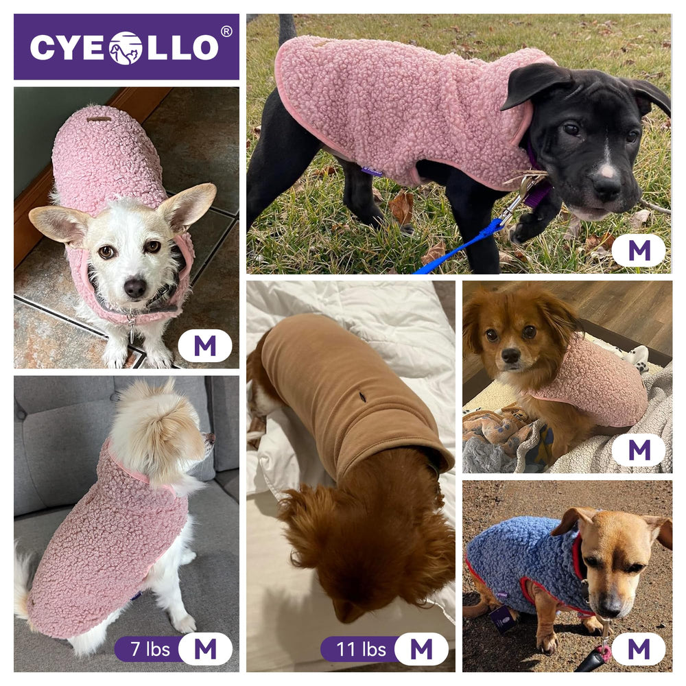 Cyeollo warm dog sweater coat pink M with adjustable strap for easy on/off