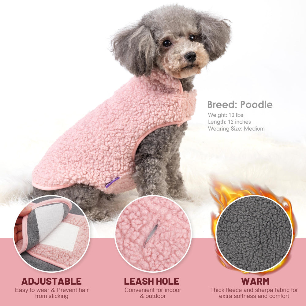 Cyeollo warm dog sweater coat pink M on dog demonstrating comfortable fit for outdoor adventures