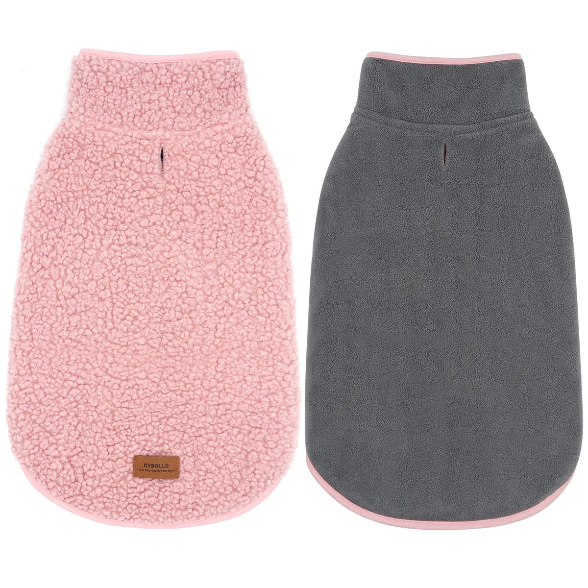 Cyeollo warm dog sweater coat pink M front view keeps small dogs warm during cold walks