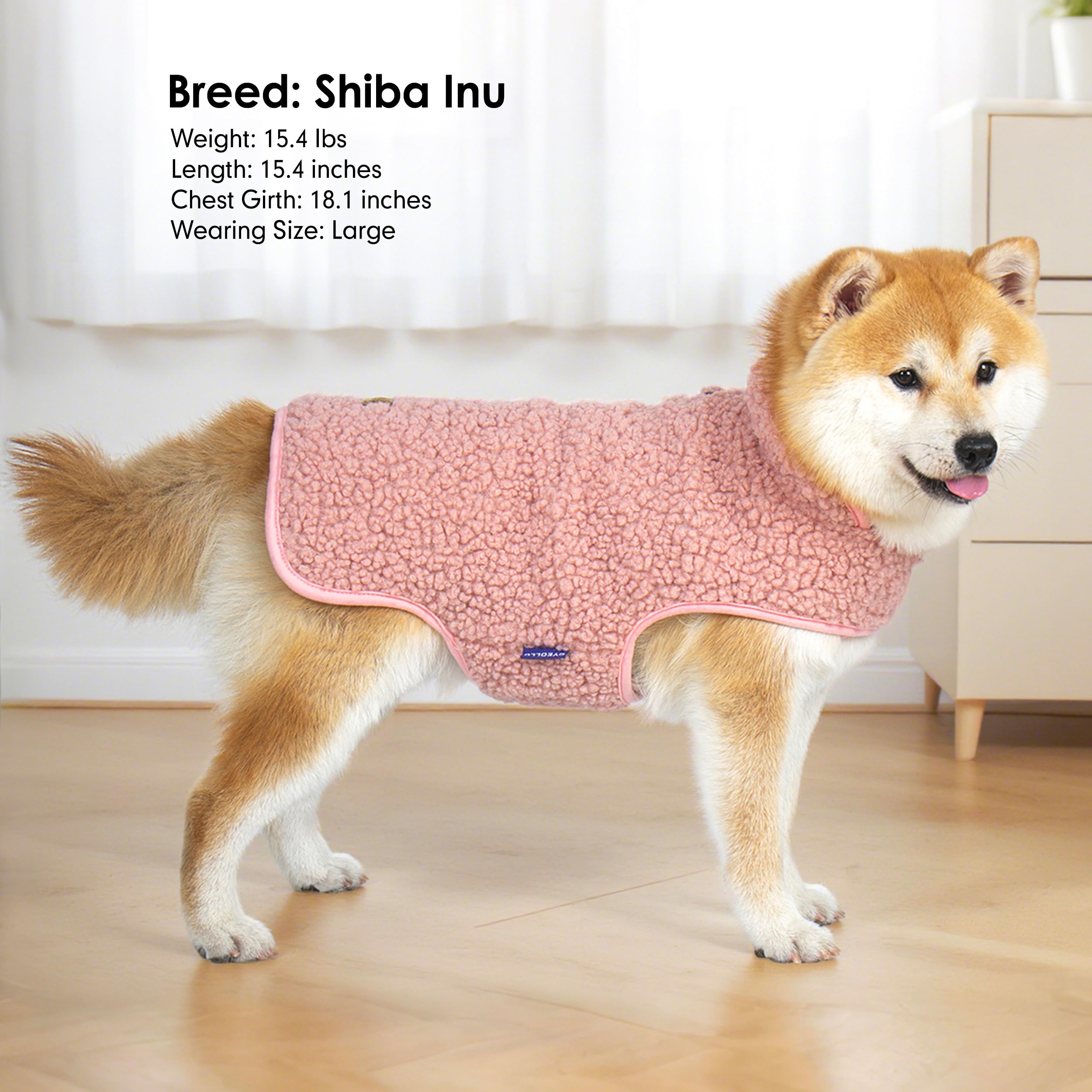 Cyeollo warm dog sweater coat pink M reversible side B highlights cozy fleece inside