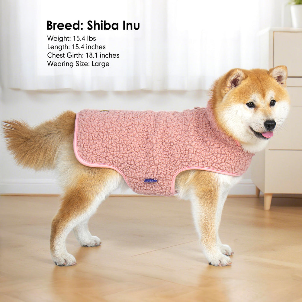 Cyeollo warm dog sweater coat pink M reversible side B highlights cozy fleece inside