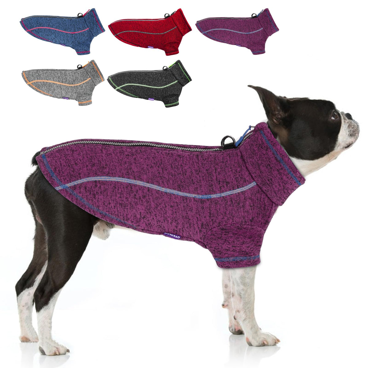 cyeollo warm dog sweater features zipper closure for easy on and off during daily walks