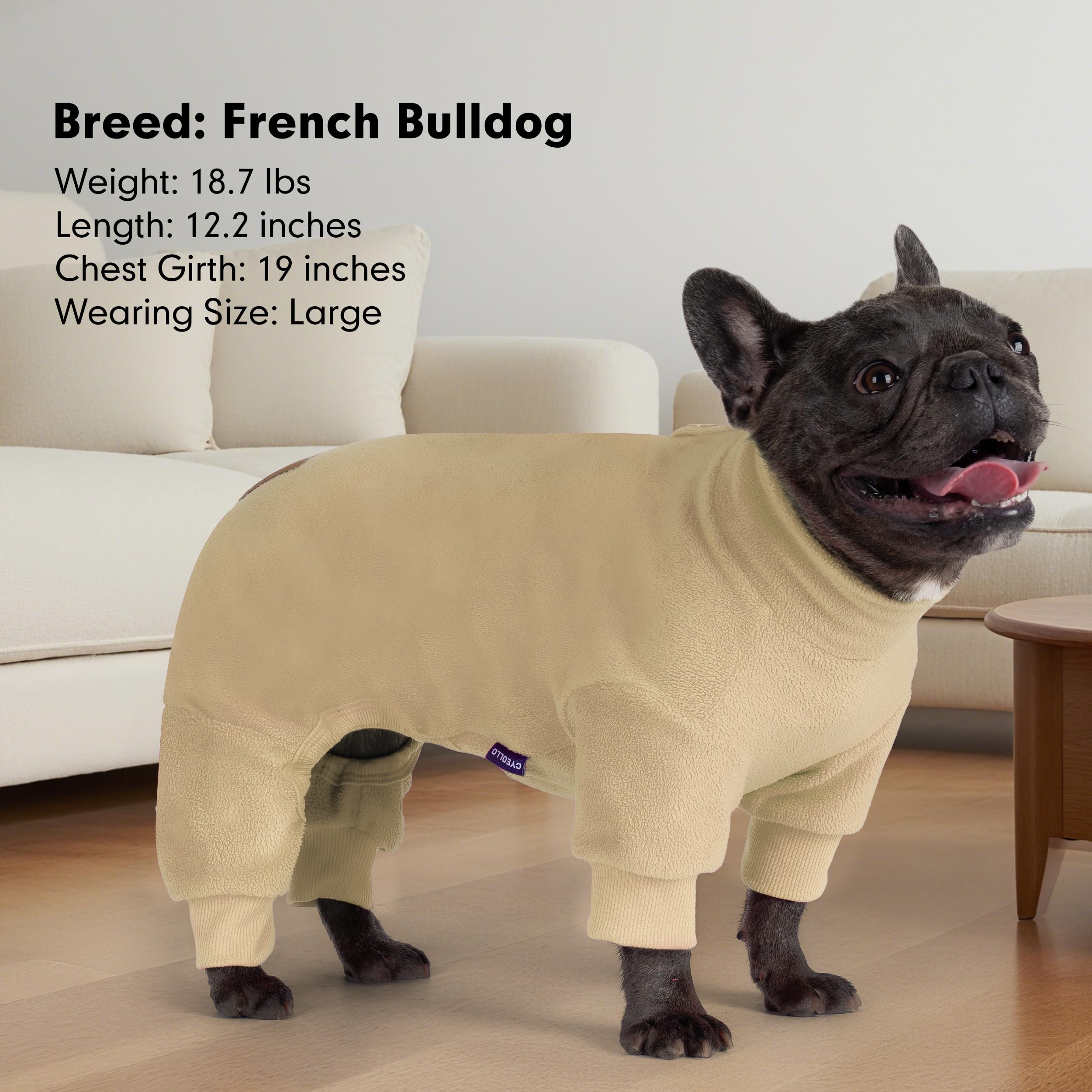 cyeollo xl dog pajamas stretch-fabric close-up shows flexible movement