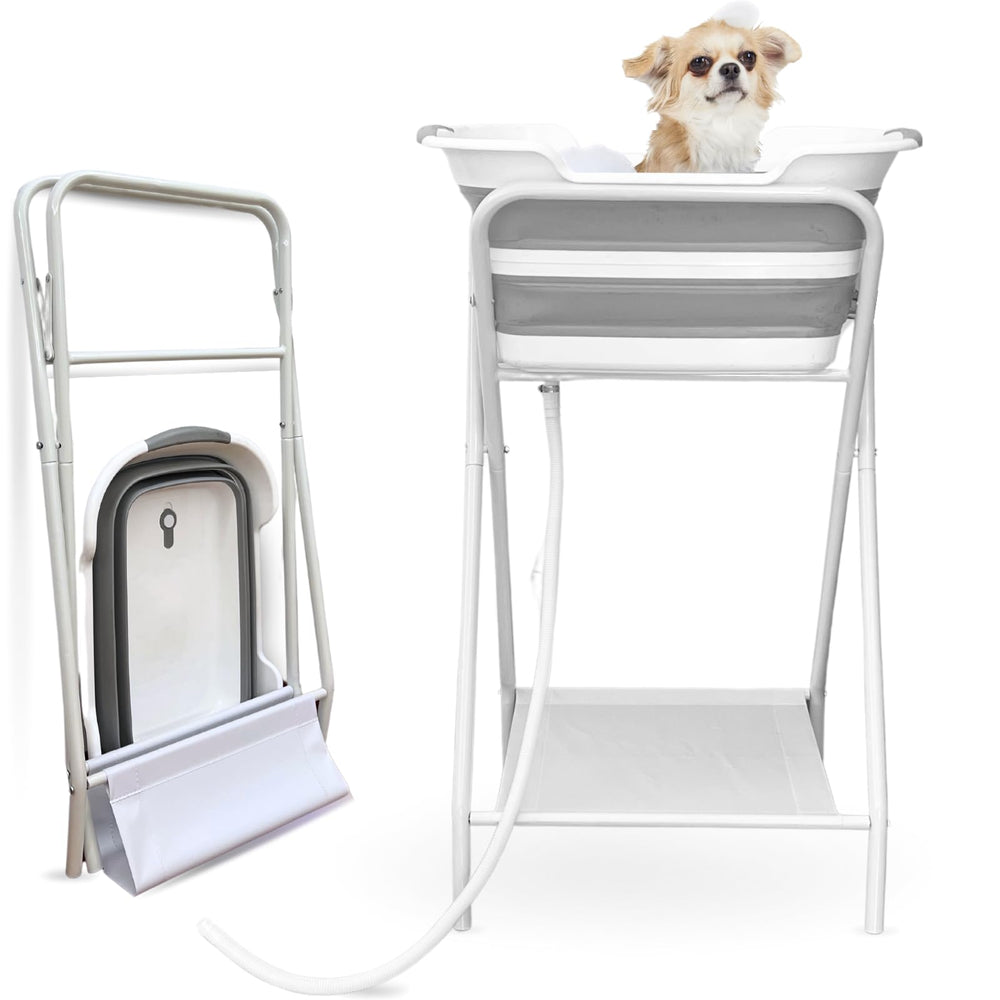 CYGNE 2-in-1 dog bathtub foldable stand enables easy at-home baths.