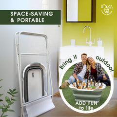 CYGNE collapsible tub storage compact for quick setup and stowaway.