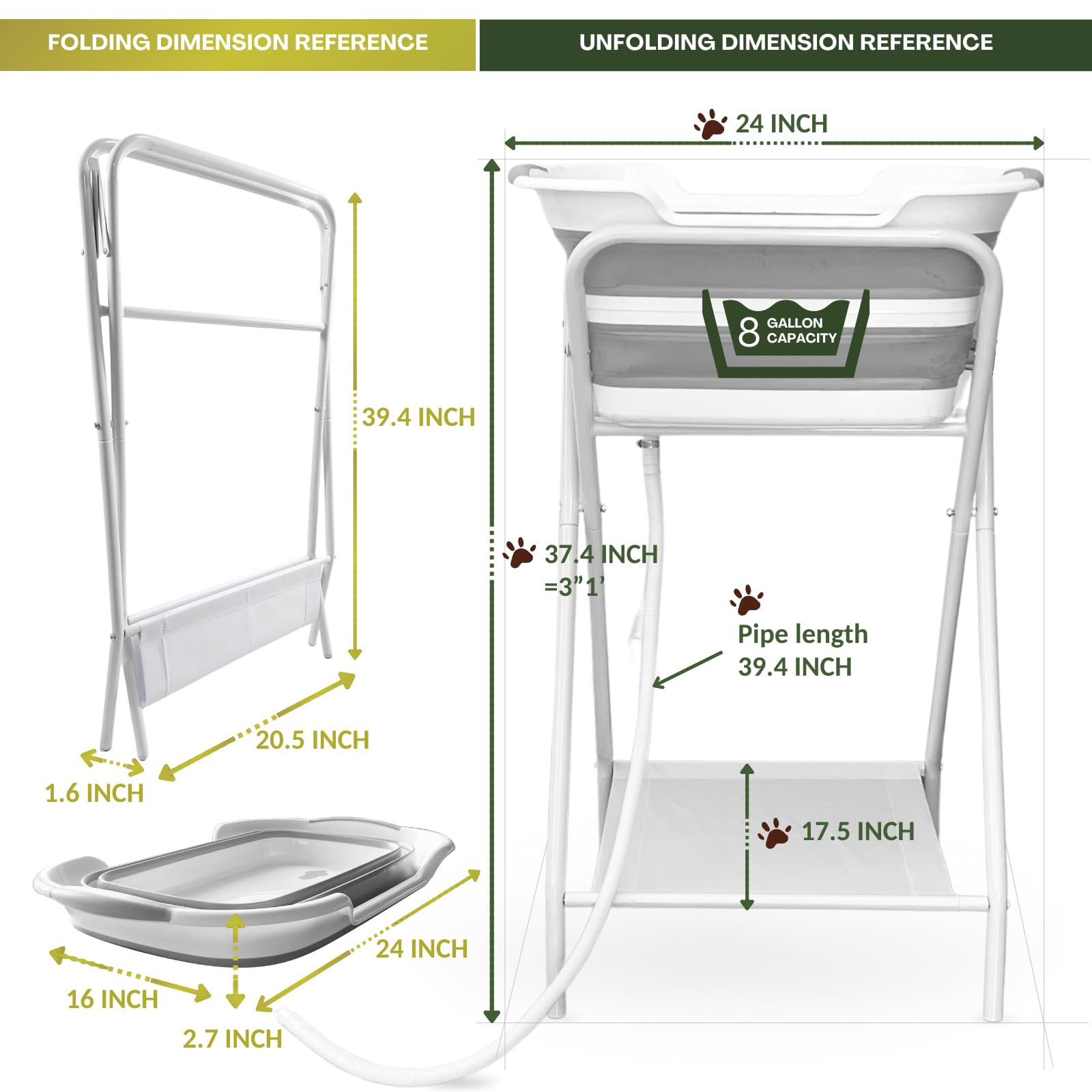 CYGNE detachable tub supports indoor or outdoor use during trips.
