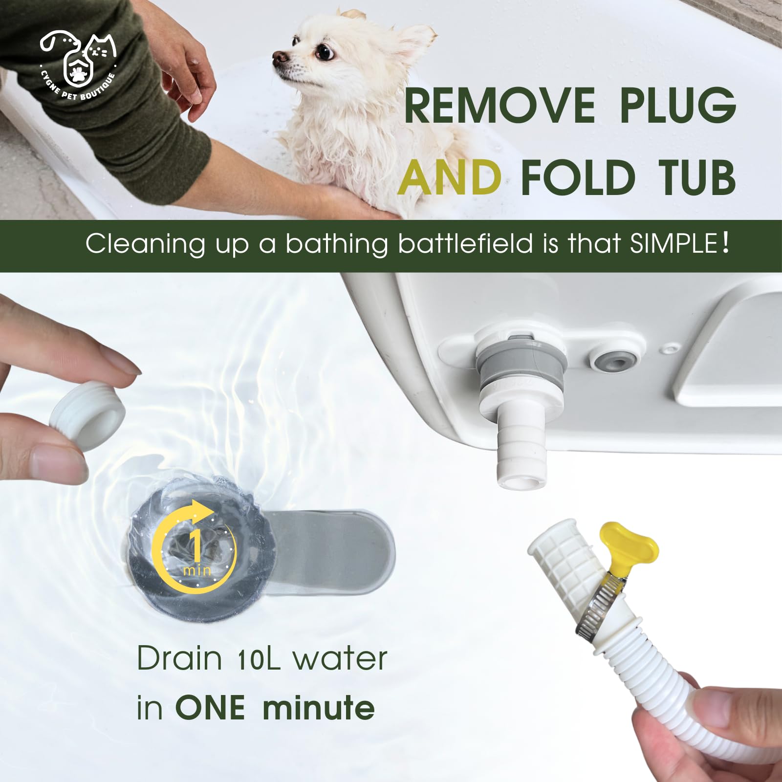 CYGNE durable stainless steel dog bath station for long-lasting use.