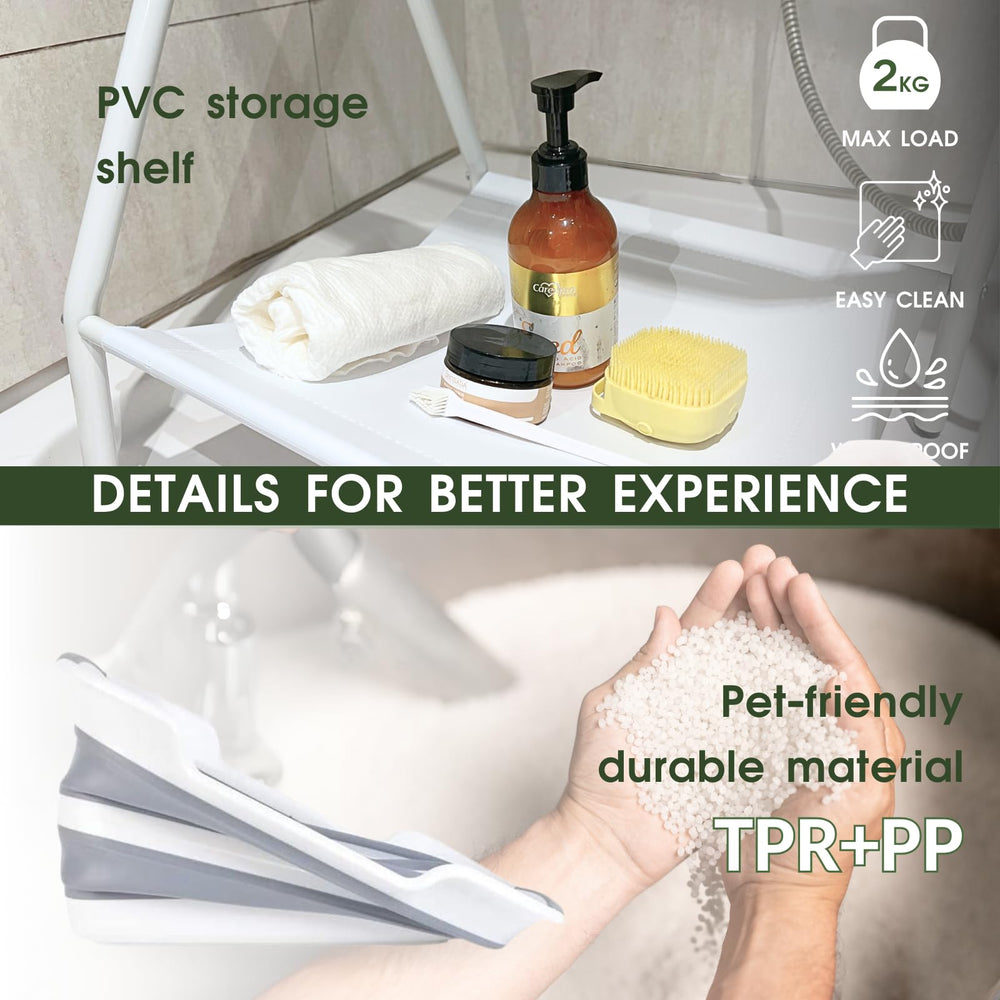 CYGNE storage rack keeps bathing essentials organized and within reach.