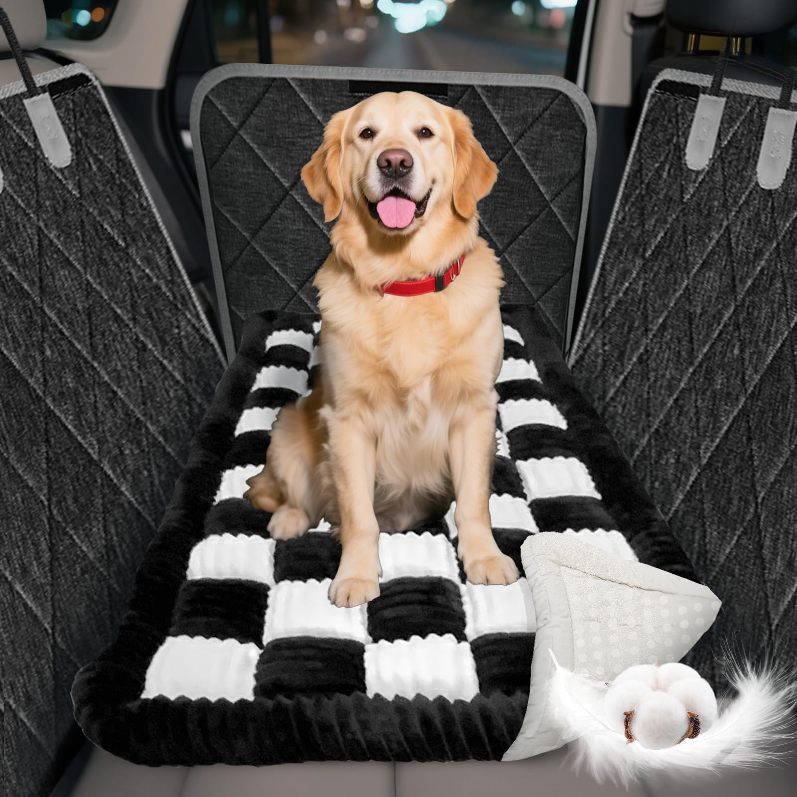 Cyhczx thickened dog bed back seat material closeup for durable comfort on trips.