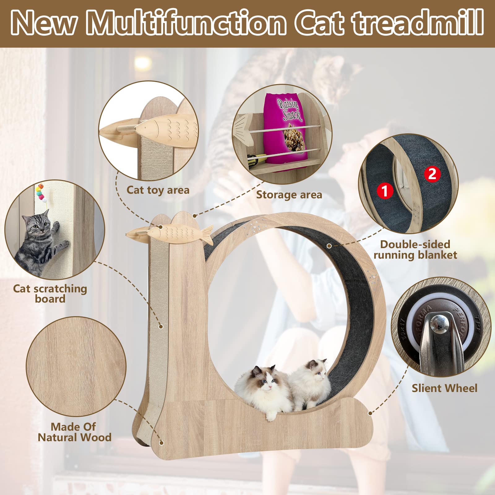 CYlively cat wheel side scratcher detail demonstrates paw sharpening in compact space.