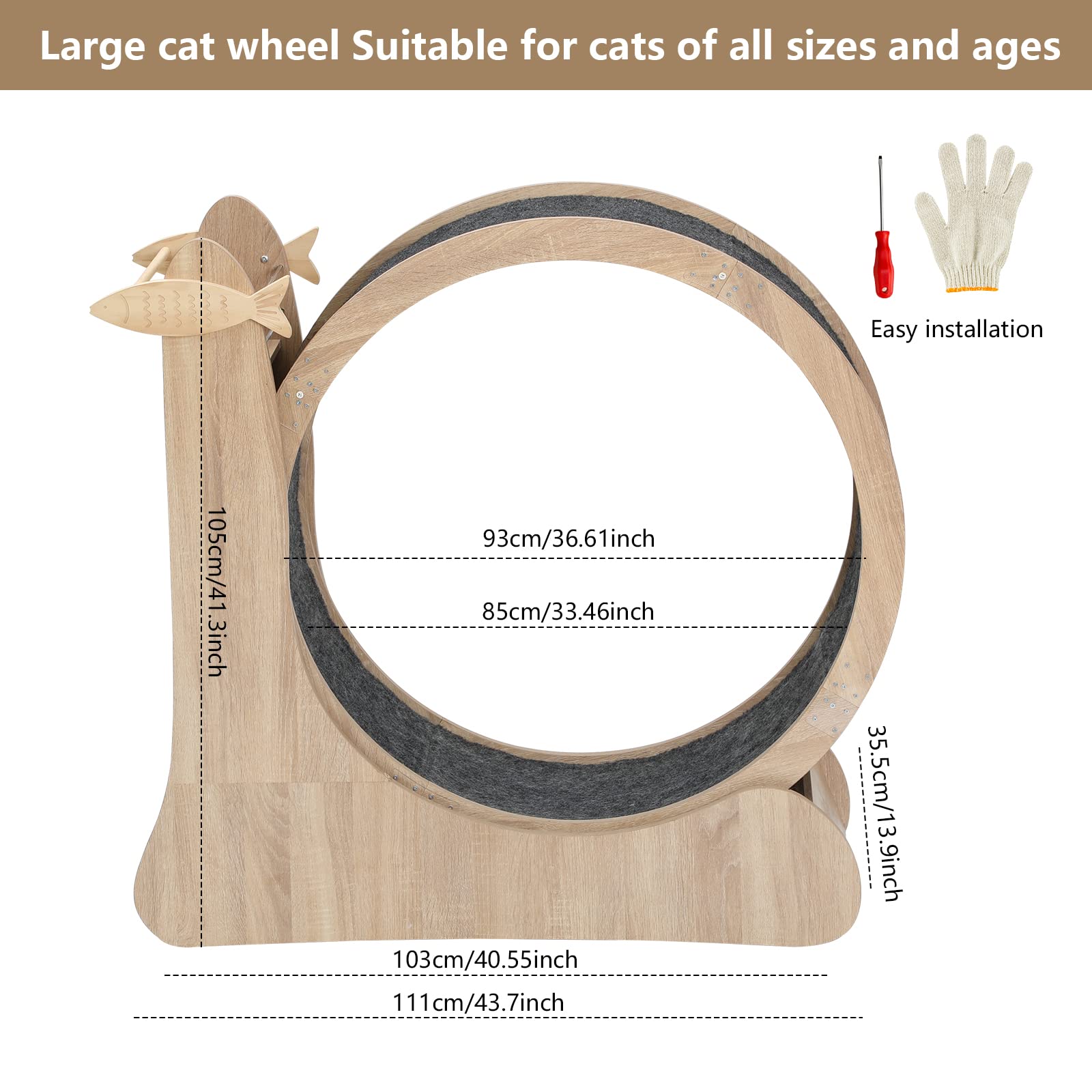 CYlively large-diameter cat wheel in wood suits cats of all ages.