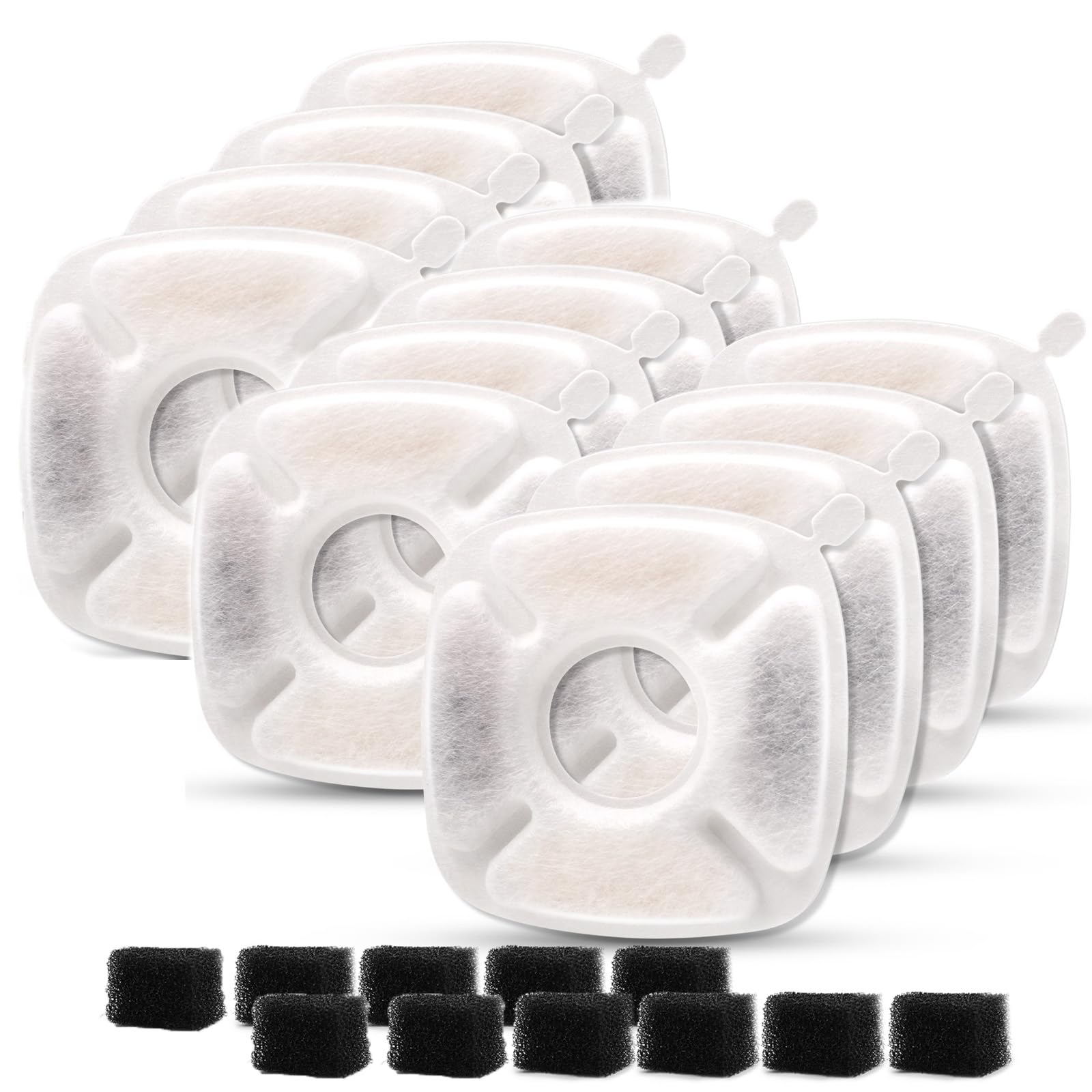 Cylomert pet fountain carbon filters 12-pack improve water taste for pets.