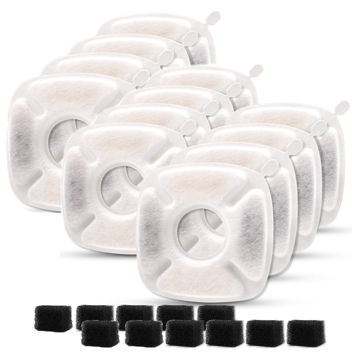 Cylomert pet fountain carbon filters 12-pack improve water taste for pets.