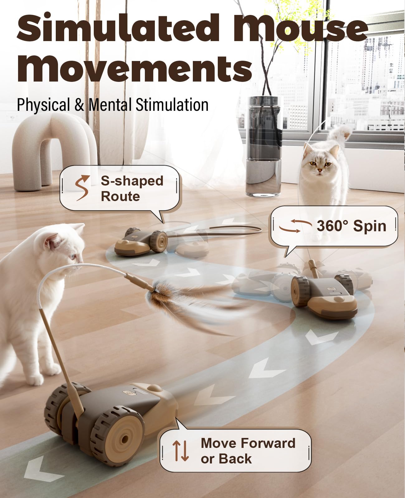 CYROS ribbon attachments invite swats and playful interaction for curious cats