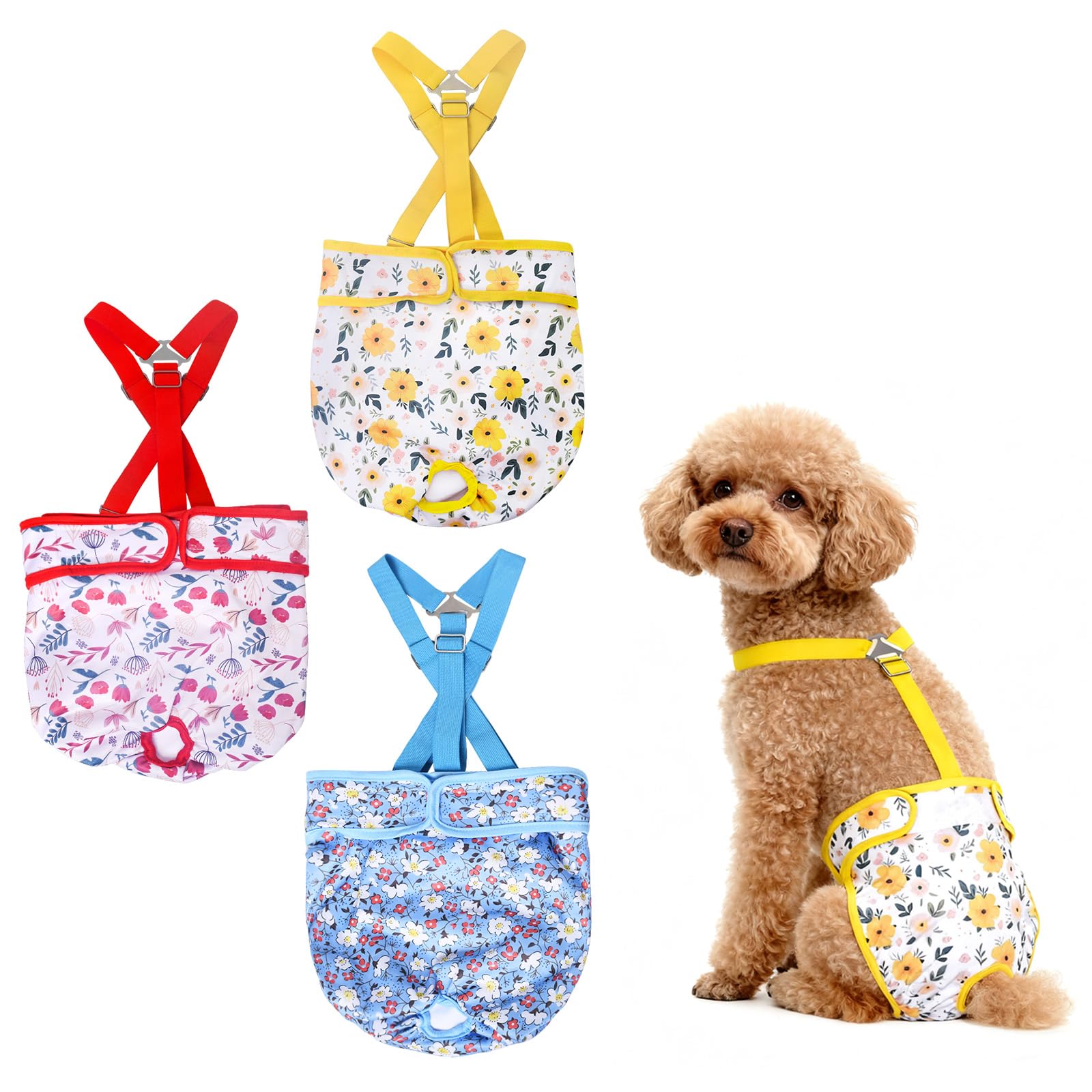 CZMIYRPY 3-pack colorful dog diapers for easy daily wear and quick-dry fabric.