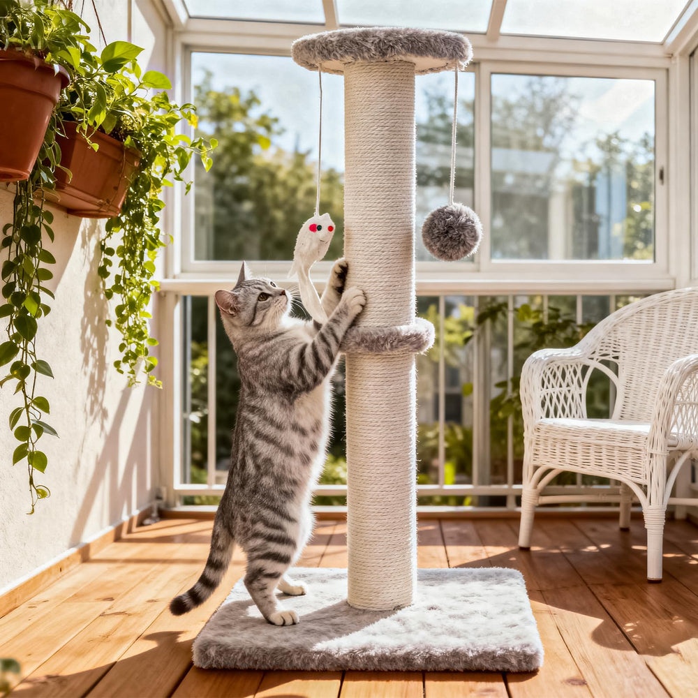 Czoynife easy-assembly sturdy-base design stays stable during active scratching sessions.