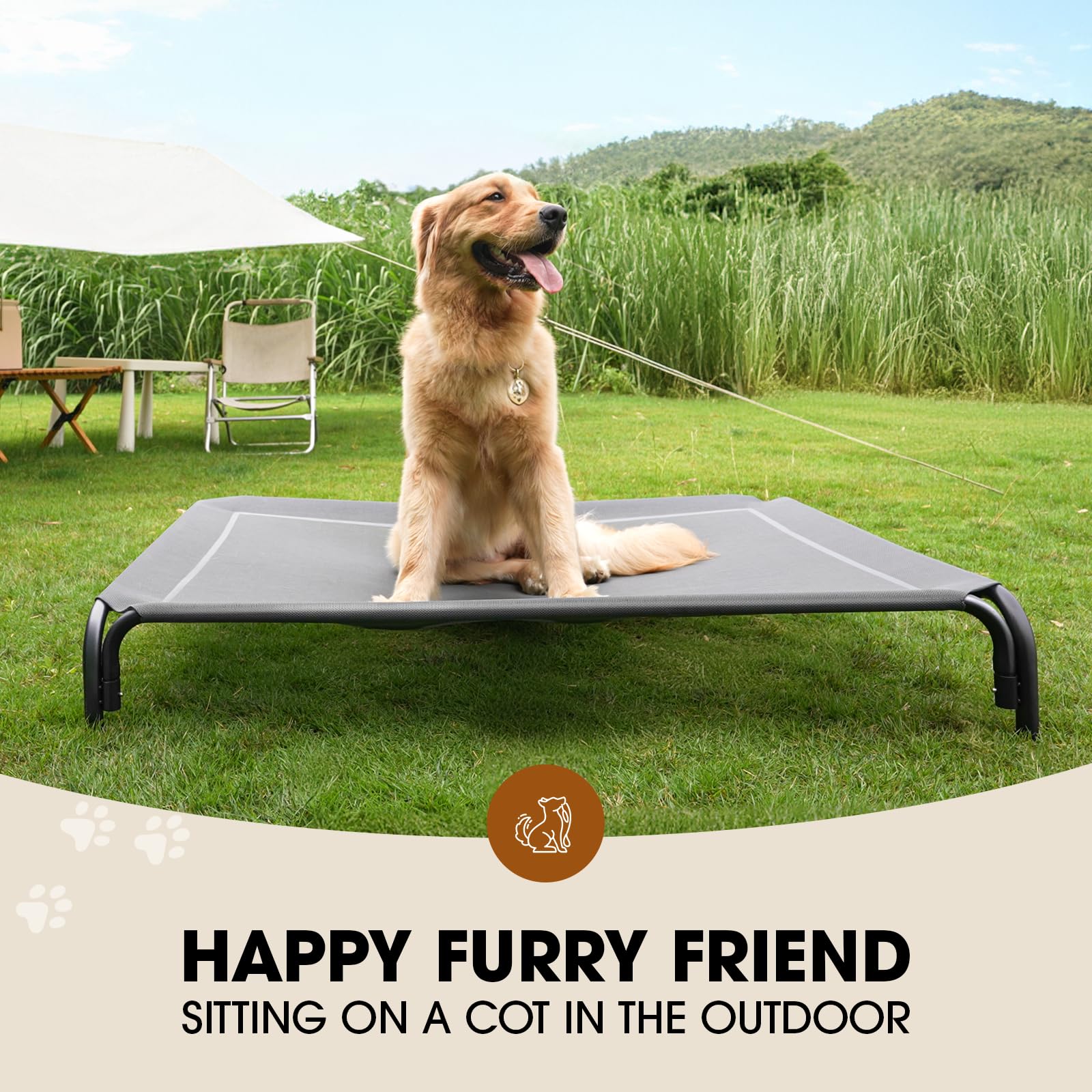Czpalo elevated dog bed mesh highlights breathable fabric for cooler naps.