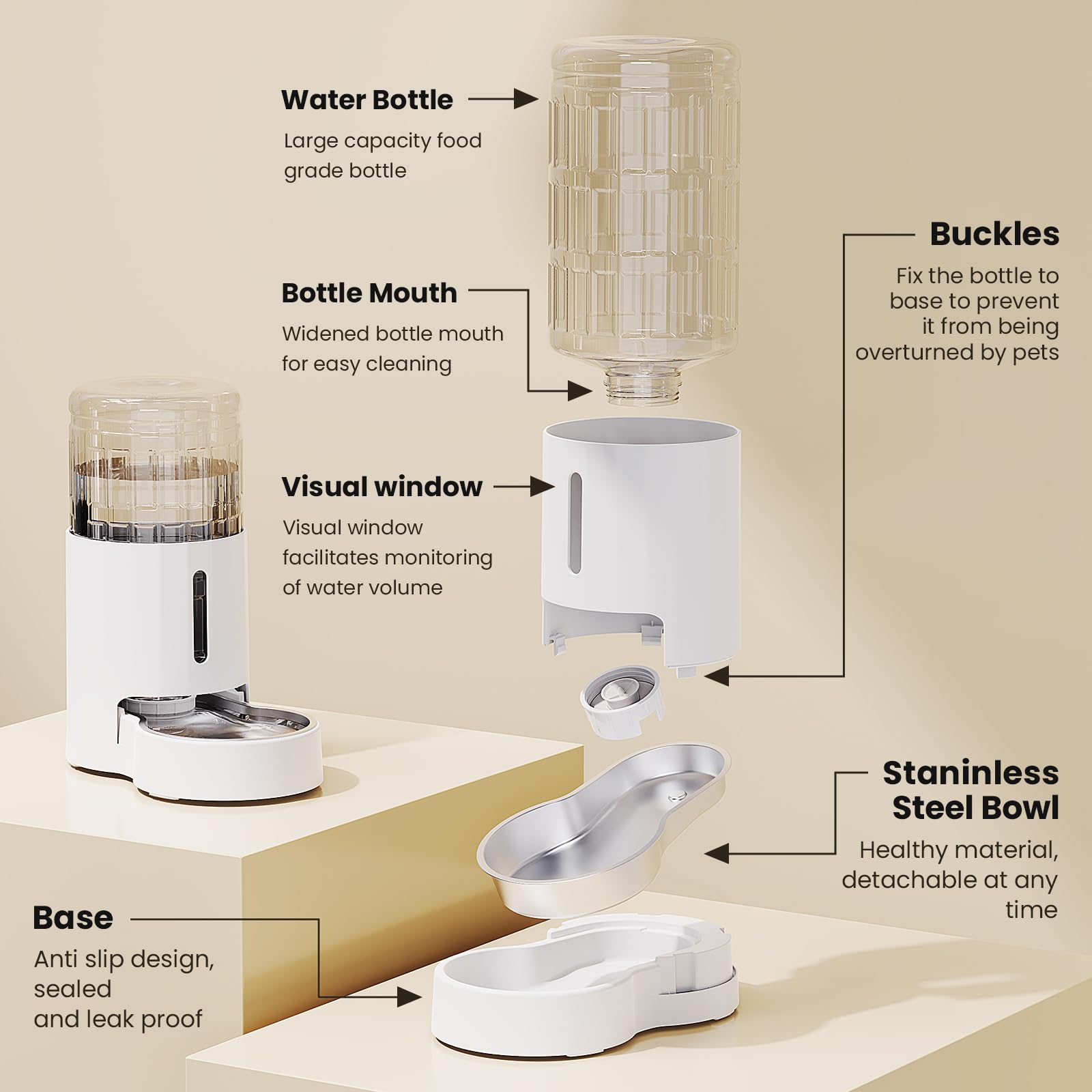 CZPET 4L pet water dispenser easy-clean removable parts enable quick maintenance.