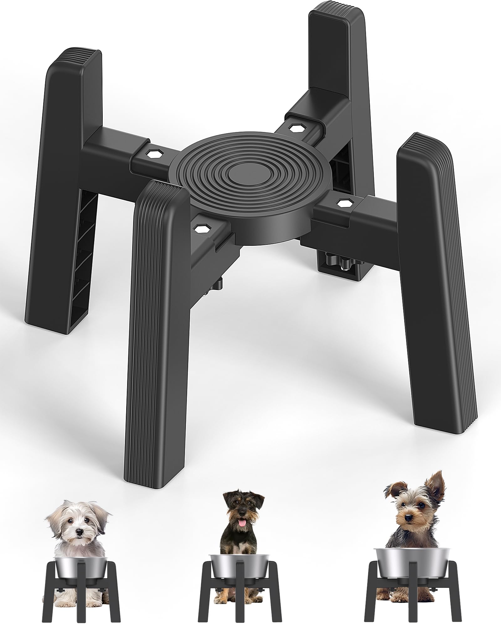 CZPET dog bowl stand adjustable width enables secure fit for different bowls during meals.