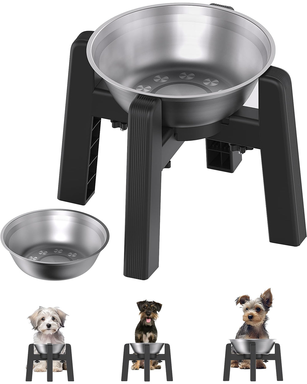 CZPET elevated dog bowl stand front view shows stable base for meals.