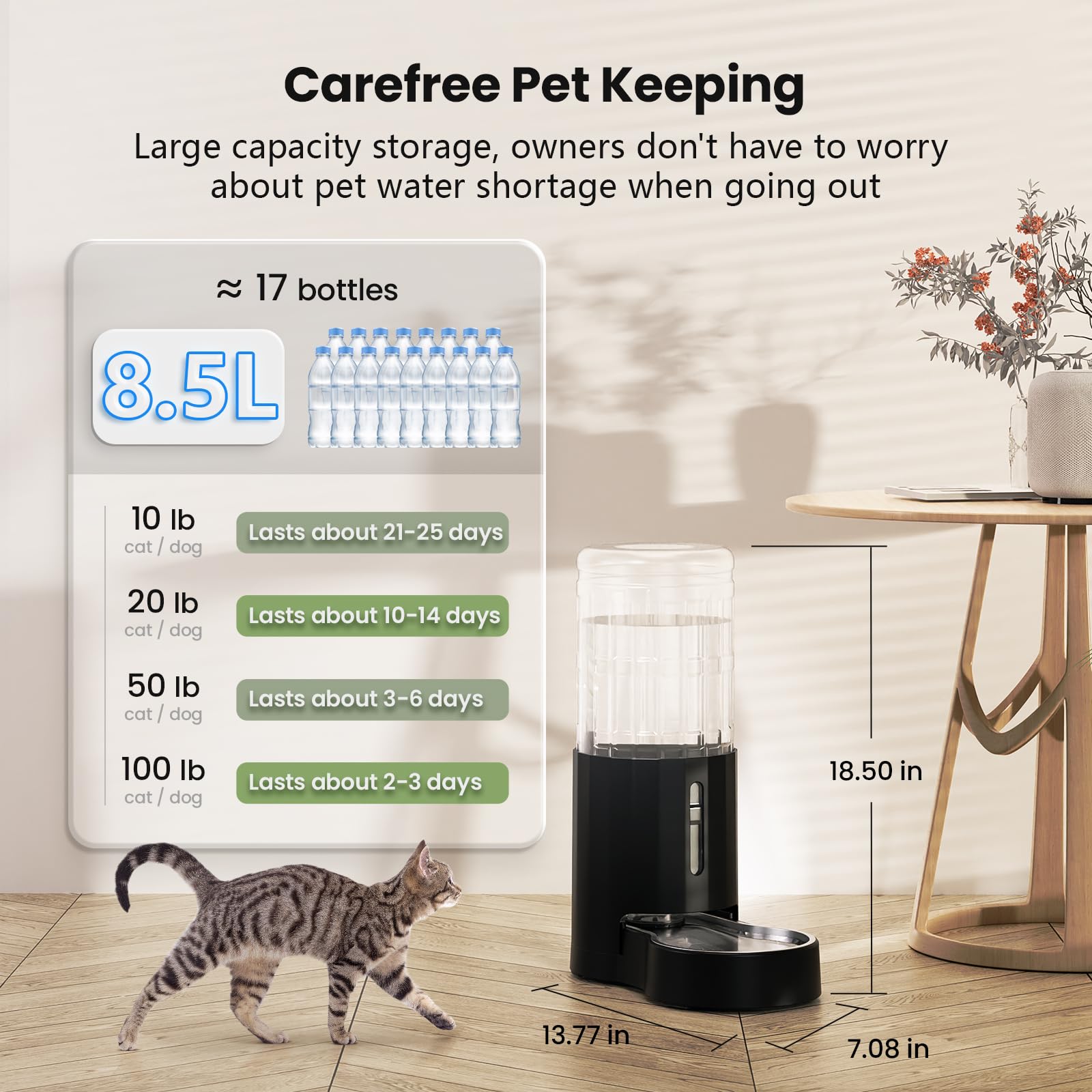 CZPET large-capacity-water-storage shows extended water availability for pets.