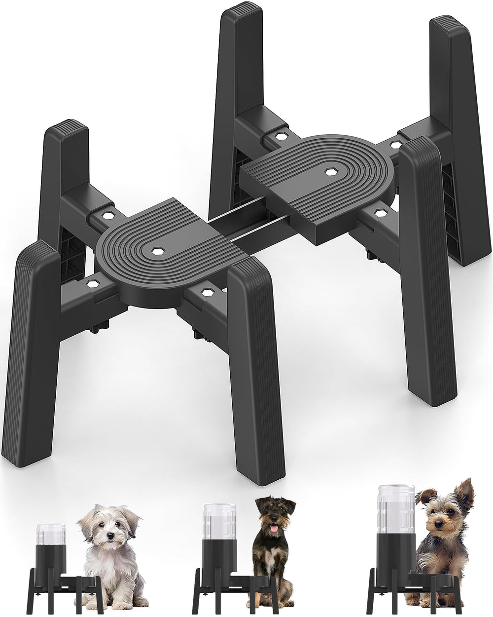 CZPET stand adjustable-width closeup showing easy width adjust for different bowls