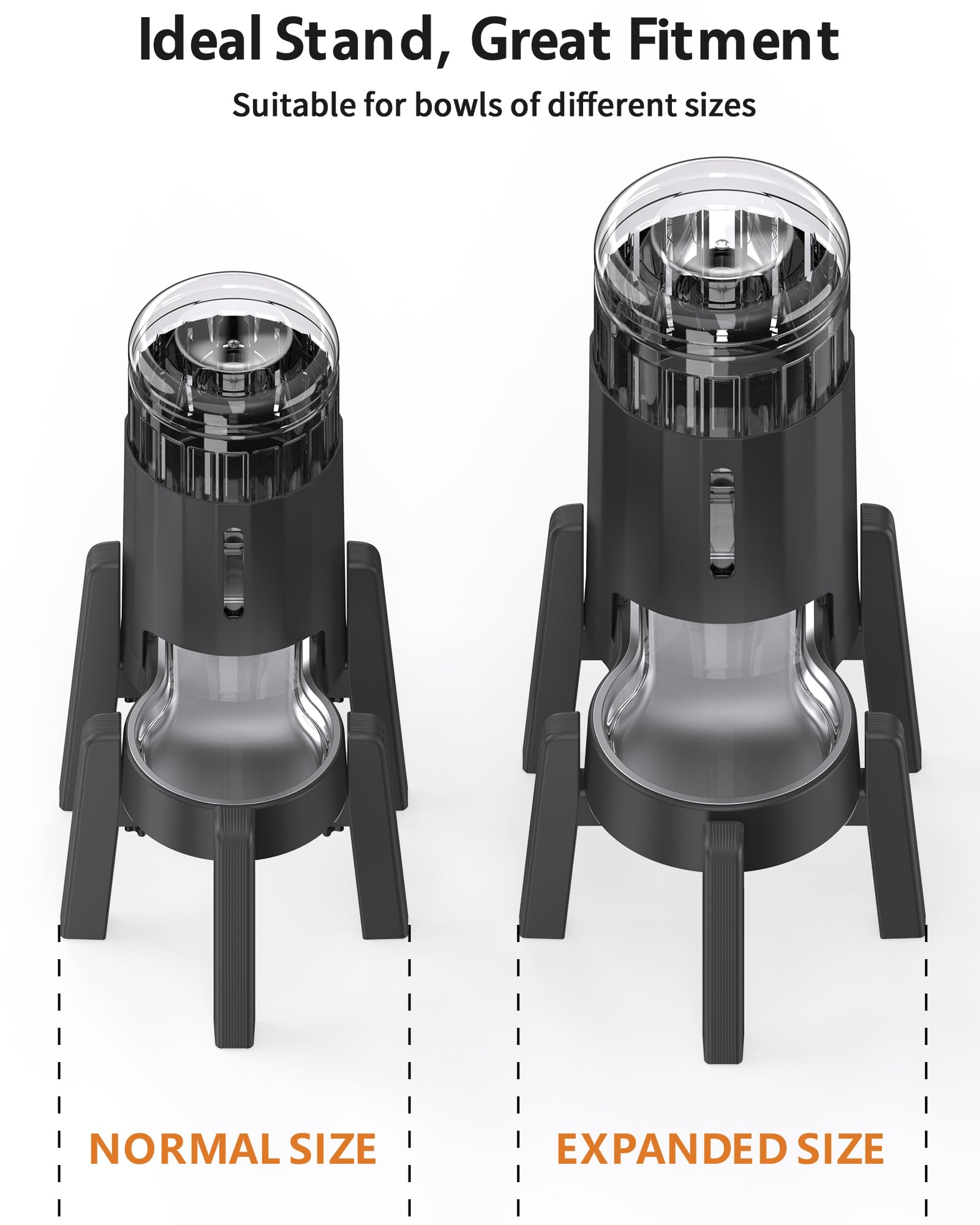 CZPET stand wide-bowl-fit view emphasizes compatibility with larger bowls