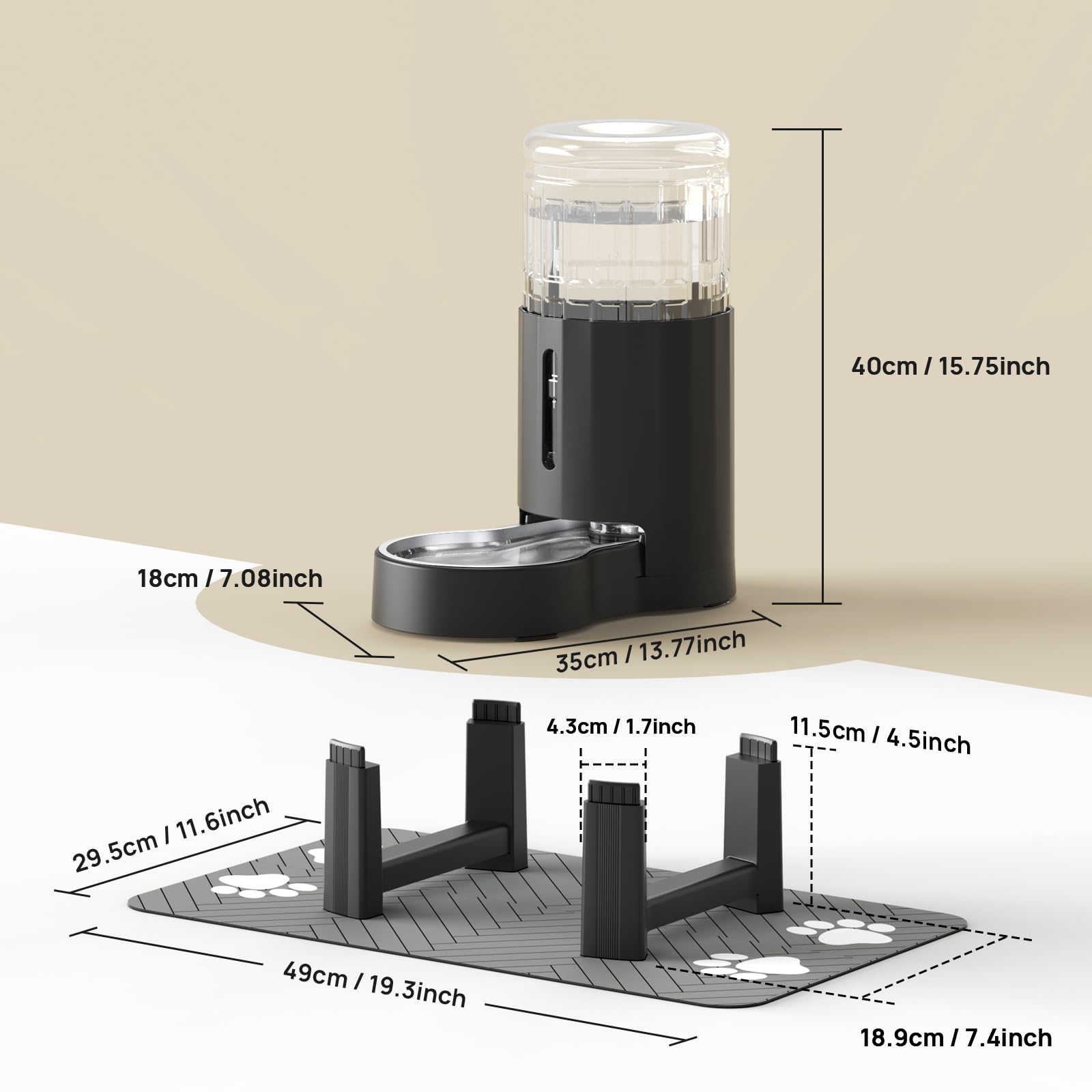 CZPET tall raised pet waterer stand in a home setup.