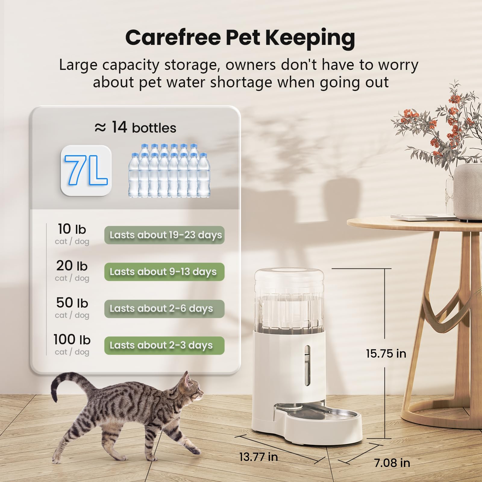 CZPET visual water level window helps monitor remaining water.