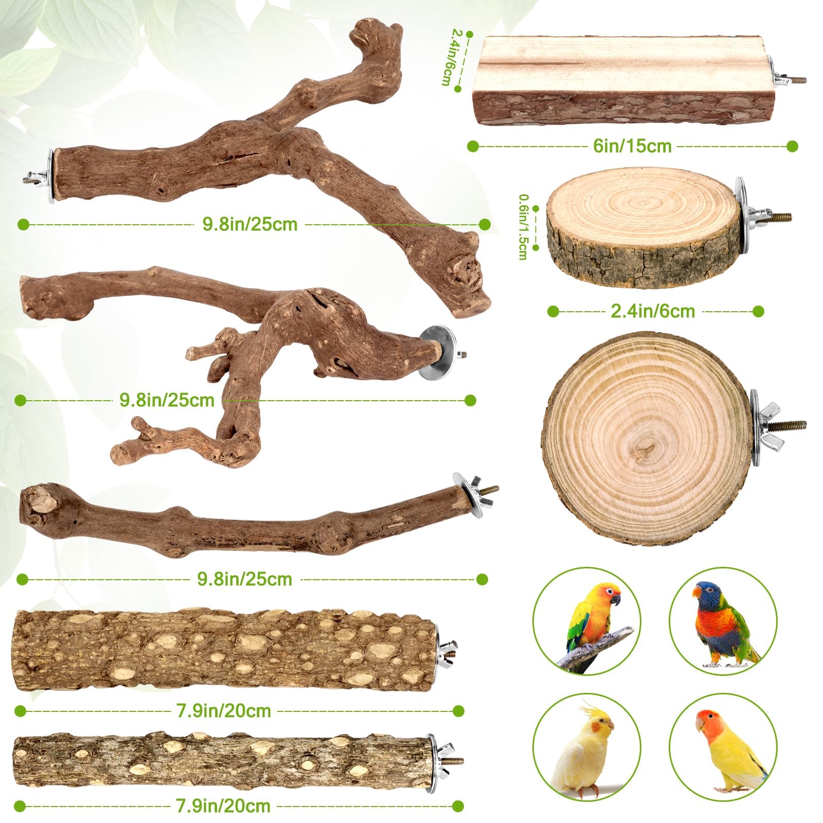 CZWESTC Grapewood Perch Straight 9-8 Inch natural grip for steady perching