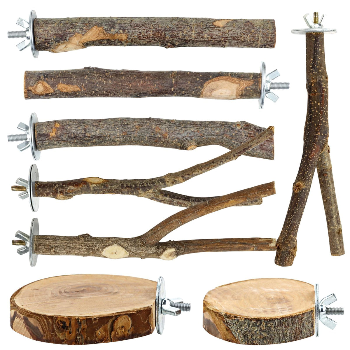 CZWESTC perchas naturales de madera para aves enjauladas, 8 unidades para morder y ejercitar