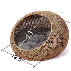 D+GARDEN wicker cat bed dome detailed weave for stylish durability.