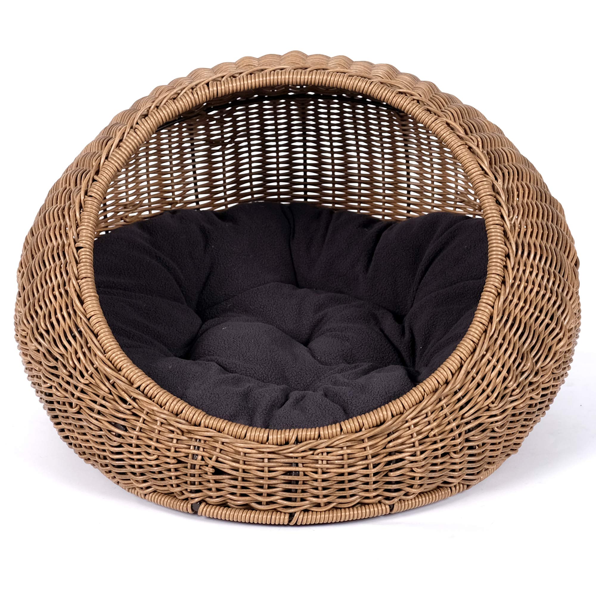D+GARDEN wicker cat bed dome easy-clean design for busy homes.