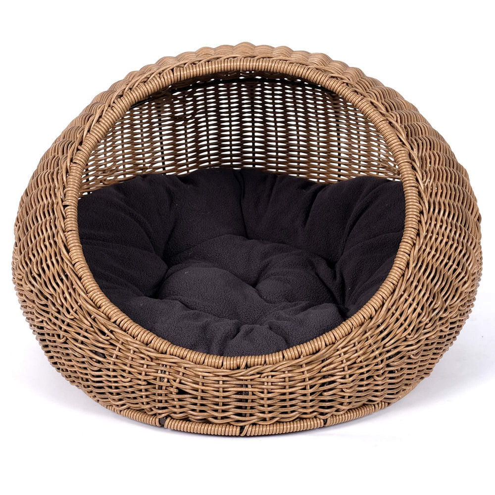 D+GARDEN wicker cat bed dome easy-clean design for busy homes.