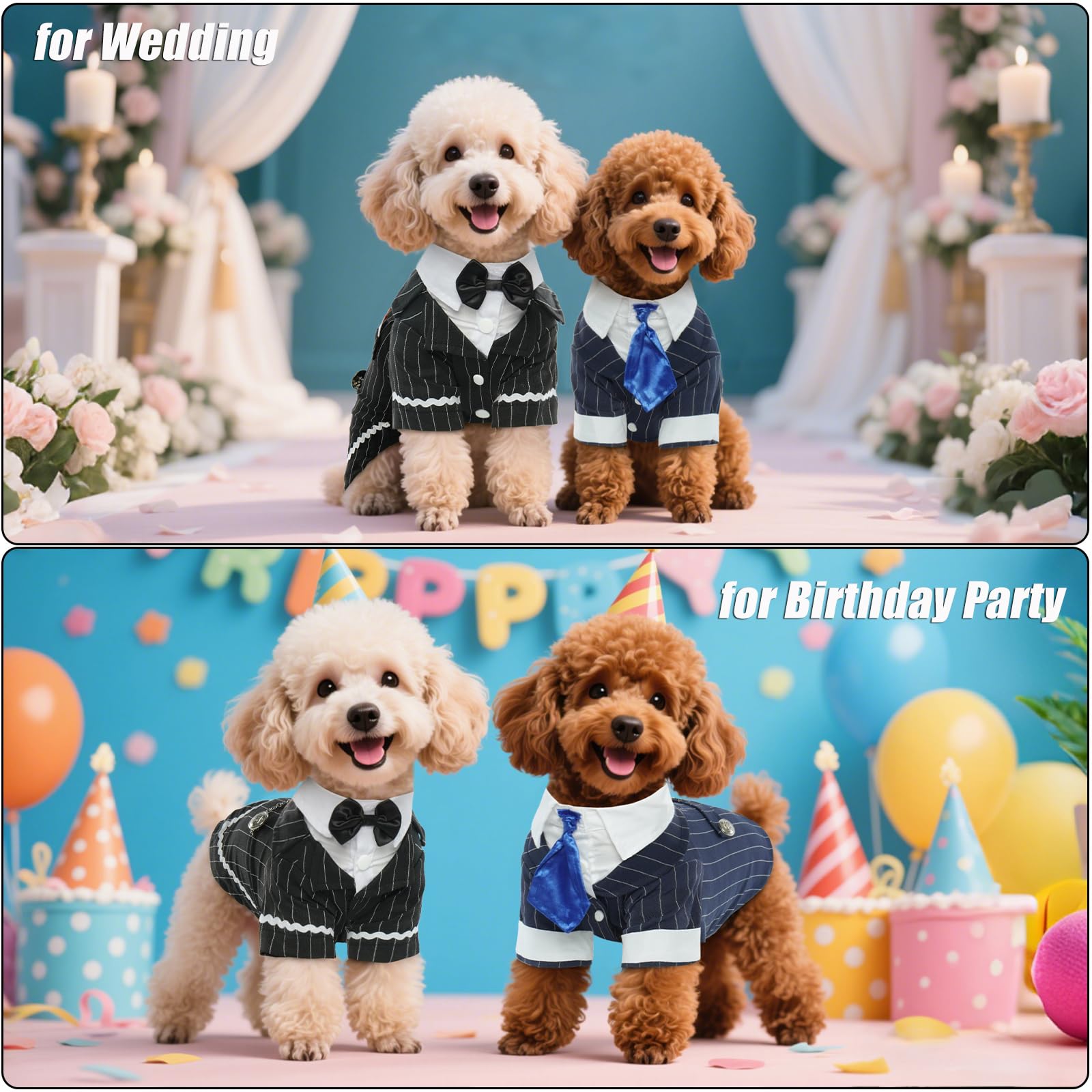 DENTRUN dog tuxedo wave-hem detail adds unique, decorative touch.