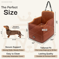Dachshund Tribe memory foam cushion provides orthopedic support on long drives.