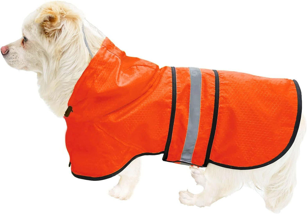 Dadanfly dog raincoat waterproof hood orange xs front view for dry walks