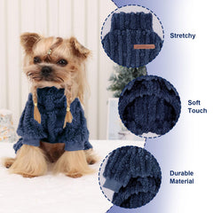 DaFuEn dog onesie warm coat with long collar for chilly days.