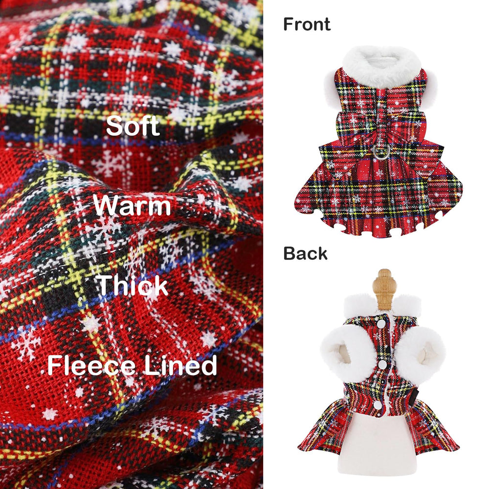 DaFuEn dog sweater dress back view showing D-ring for leash attachment