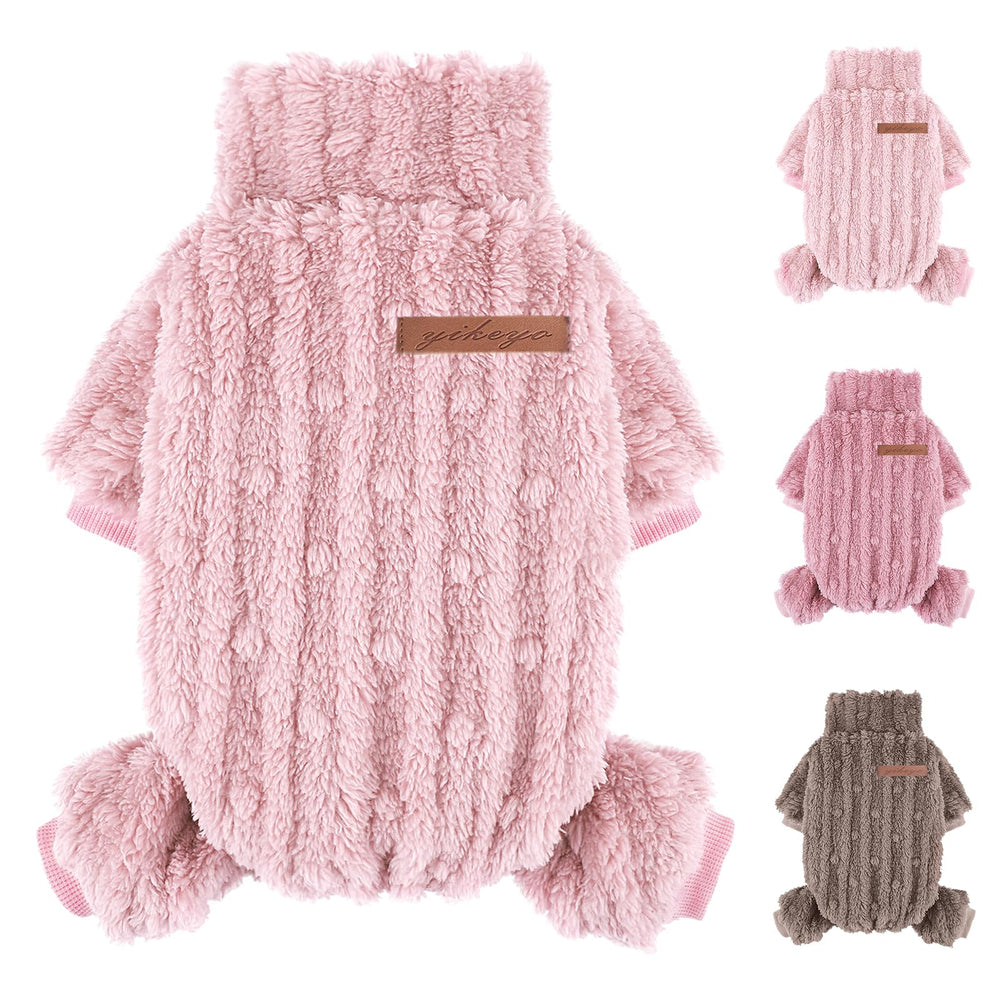 DaFuEn dog sweater in light pink, front view, plush fleece for cozy warmth.
