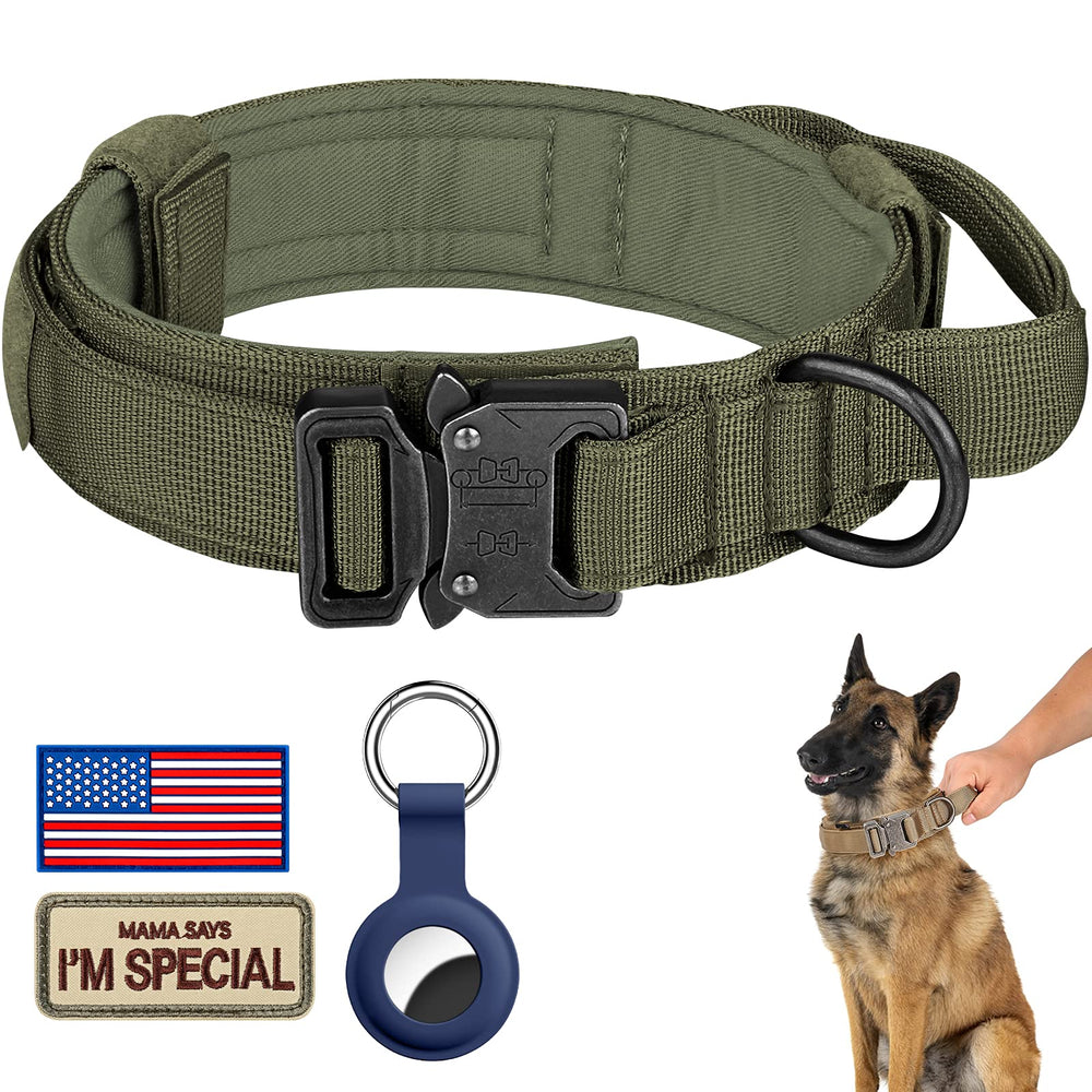 DAGANXI tactical dog collar with control handle offers secure control during training and outdoor adventures.