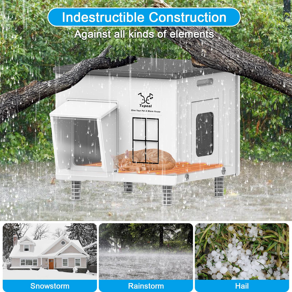 Dahivs Indestructible Cat House elevated design keeps interior dry