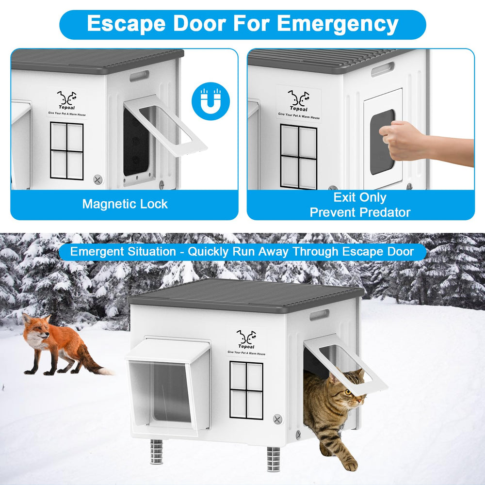 Dahivs Indestructible Cat House waterproof awning demonstrates rainproof protection