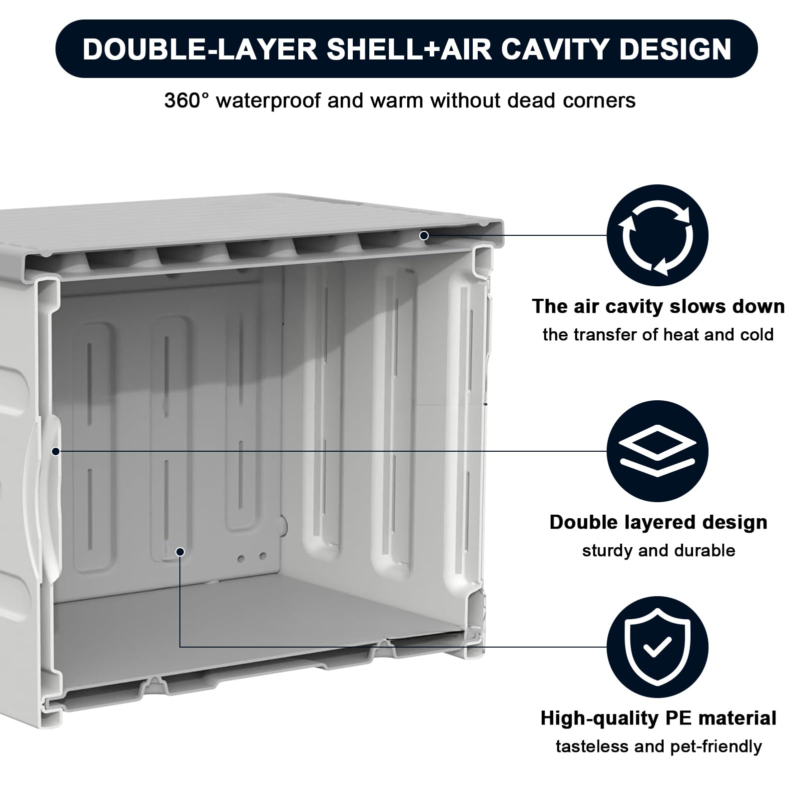 Dahivs Indestructible Heated Cat House UL-rated heated pad provides gentle warmth.