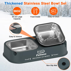 Dahivs outdoor heated bowl with two 28 oz bowls for easy refills