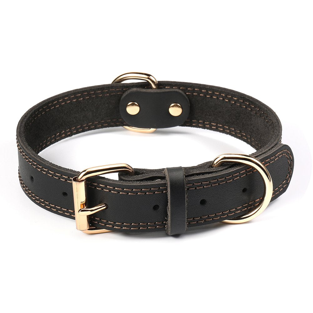 DAIHAQIKO genuine leather dog collar close-up showing soft durable texture for daily wear.
