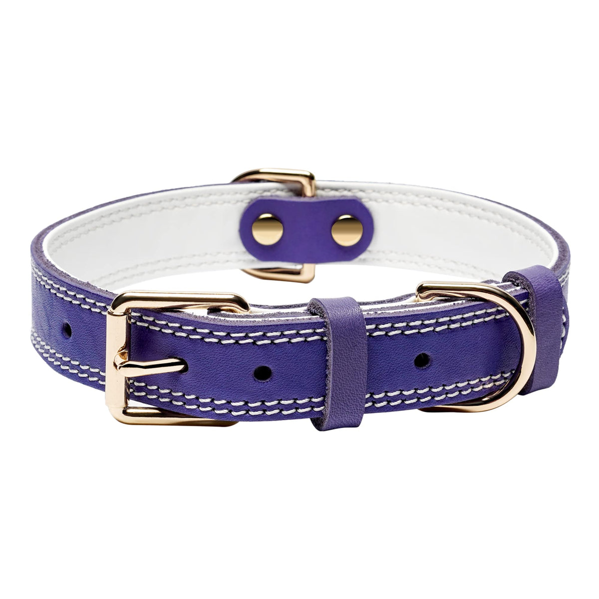 DAIHAQIKO genuine leather dog collar side view for comfortable daily walks