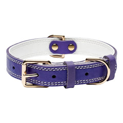 DAIHAQIKO genuine leather dog collar side view for comfortable daily walks