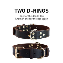 DAIHAQIKO leather dog collar size chart for accurate neck fit.