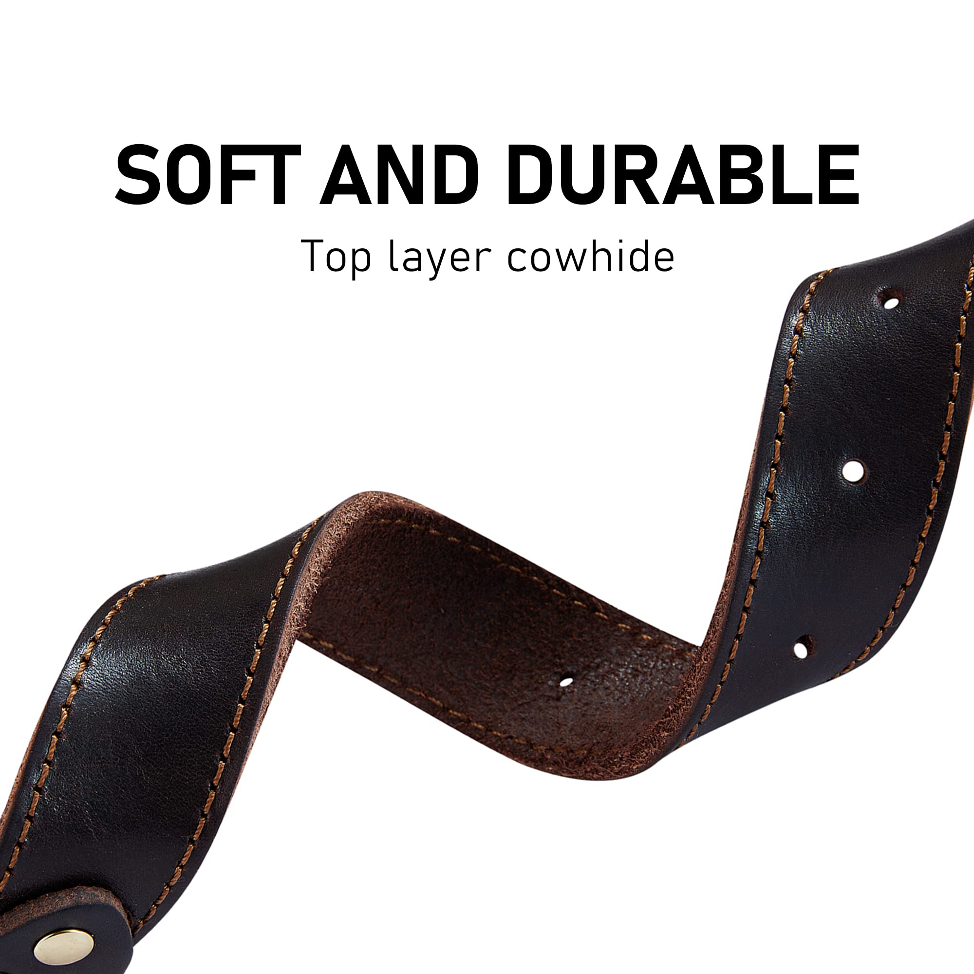DAIHAQIKO leather dog collar welded D-ring for strong leash attachment.